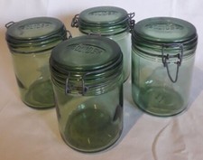 lot de 4 bocaux SOLIDEX identiques 1L verts vintages pour conservation