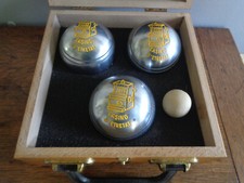 COFFRET 3 BOULE PETANQUE JB TRIPLETTE PUBLICITAIRE CASINO ETRETAT MACHINE A SOUS