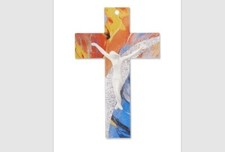 Crucifix cm 25 fabriqué artisanale dans Verre de Murano made in Italy