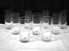 série de 9 grands verres  long drink cocktail ou orangeade à fond quadrillé