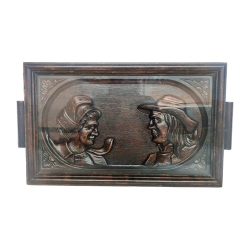 Ancien plateau bois - bois, verre