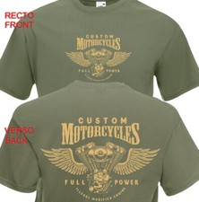 T-shirt -  CUSTOM MOTORCYCLES - Engine Biker Bobber Motard Moto Harley Davidson