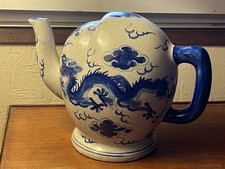 Théière Chine Cadogan Éléphant Porcelaine Craquelée Signée 