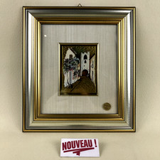 ➜Tableau miniature chromolithographie/lithographie signée encadrée FEUILLE D'OR