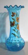 Grand Vase Verre Bleu Décor