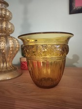 Vase en verre ambré Art Deco Luxval Val St Lambert modèle n° 30 circa 1935