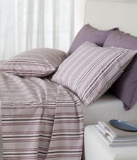 Housse de couette DOUBLE Percale SOMMA Brenta RAYURES VIOLET PRUNE