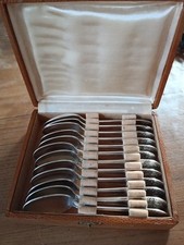 12 Cuillères à Café En Metal Argent Art Déco