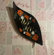 Très Joli PLAT Allongé/COUPE à FRUITS LONGWY Signé VALENTI décors COQUELICOT BLÉ