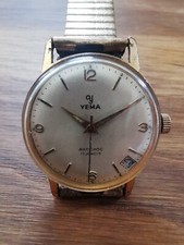 Yema Antichoc Date Montre Bracelet Ancienne Boîtier Plaqué Or P1691