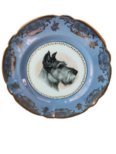 vintage assiette murale SCHNAUZER porcelaine de LIMOGES ateliers d'art d'ANNET
