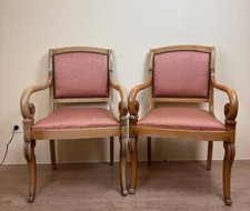 Paire de fauteuils à accotoirs en crosse Epoque Restauration ( lot b)