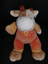 doudou peluche vache orange coeur MOTS D'ENFANTS 24cm (2 dispo)