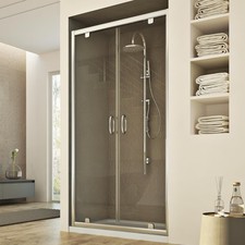 CABINE DE DOUCHE PAROI VERRE TRANSPARENT 2 PORTES PIVOTANTES 90 CM H185