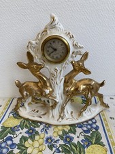 ancien pendule a poser mouvement mercedes a restaurer support ceramique biche