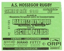 Ticket Collection Rugby : Match amical Biarritz Ol. - Section Paloise 17/08 
