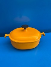 Le Creuset Cocotte EN Fonte OVALE Vintage ENZO MARI N°25 JAUNE
