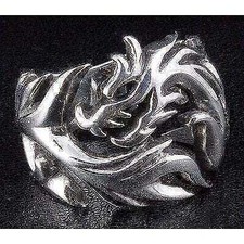 925 Sterling Silver Gothic Dragon Wolf Ring Tattoo Hommes Gothique Nouveau