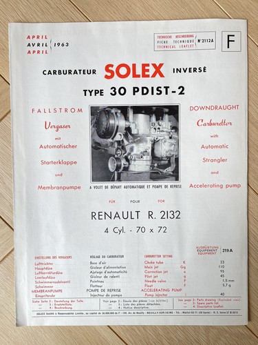 Brochure fiche technique solex - fiche,