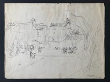 André PLANSON "Villeneuve les Avignon" dessin signé et daté 1938