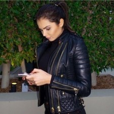 Veste en cuir véritable femme