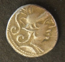 Monnaie en argent gauloise Denier à l'hippocampe à droite (-100 à -75)