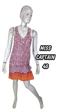 Miss Captain Taille 40  Superbe Robe d' été sans manches bordeaux orange