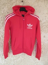 Veste à capuche ADIDAS rouge rétro vintage tracktop jacket trefoil 34