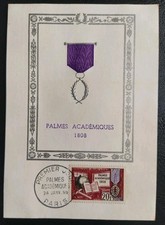 Carte Premier Jour 1959 Timbre Palmes Académiques N° 1190 Oblitéré Paris 