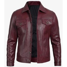 Homme Cuir Bordeaux Camionneur