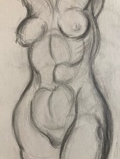 Grand Dessin Art Fusain Sur