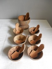 ENSEMBLE DE RAMEQUINS EN NOIX DE COCO service à glace ou à salade de fruit