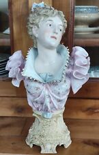 Ancien Grand Buste Femme Porcelaine Faïence/Old Large Porcelain Women Bust