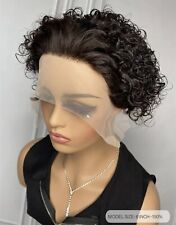 Perruque Afro Crépue Noir Lace Front Wig Femme Naturelle Courte Bouclée +Cadeau
