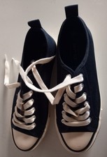 BASKETS / SNEAKERS / CHAUSSURES /TOILE Bleu Marine Femme Pointure 40 À Lacets/