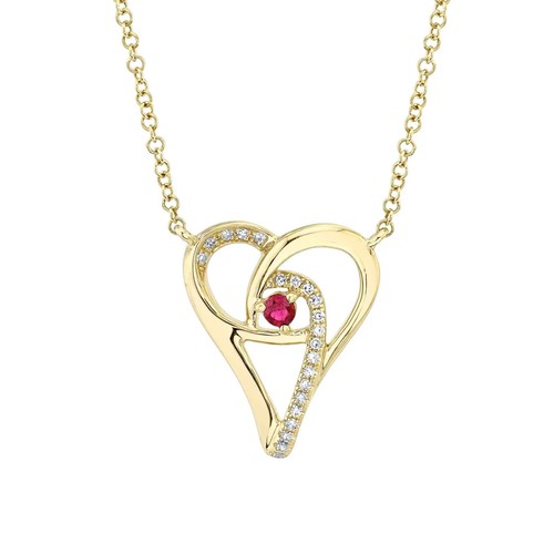 Rubis diamant collier coeur - diamant,
