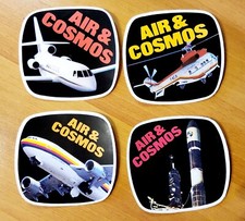  Lot de 4 AUTOCOLLANTS AIR ET COSMOS  magazine revue vintage fusée ariane