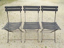 *RARE LOT DE TROIS CHAISES PLIANTES EN CUIR DU PAQUEBOT FRANCE 1960