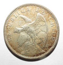 Chili 1 Peso 1927 Condor – Santiago – Silver Coin Chile 1 Peso  9g