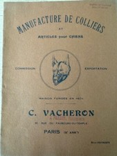 💥 1900 / 1920 très rare catalogue colliers harnais fouet pour chien Vacheron 