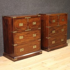 Paire de commodes anglaises en bois meubles chevets style naval 20ème sicle
