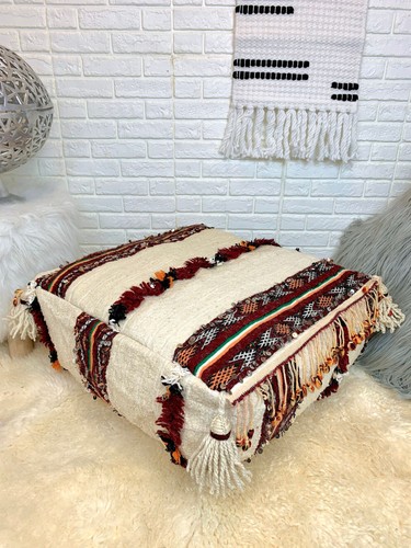 Handmade moroccan kilim pouf - handmade,