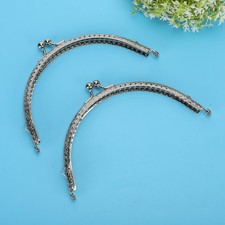 2Pcs Metal Purse Frame Silver