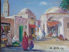 SIGNÉE DE BRUNO RETAUX - HUILE SUR  PANNEAU BOIS - "LE BLED" - 27,0 cm x 21,5 cm