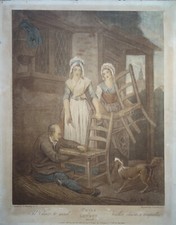 GRANDE GRAVURE ANGLAISE CRIES OF LONDON REMPAILLEUR MODE FEMME ENFANT 1795