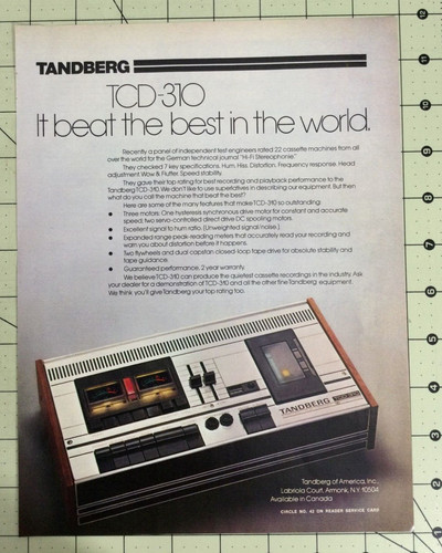 Tandberg tcd 310 cassette deck - tandberg,