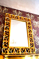SUPERB MIROIR CHEMINÉE MUR ARGENTÉ FEUILLE D'ARGENT 123X93CM STYLE BAROQUE
