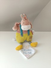 Peluche/Doudou Activités Éveil Âne Marron Vert Bleu 26cm Les Cousins Moulin Roty