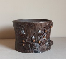 Cache pot tronc d'arbre terre cuite vintage Dives sur mer