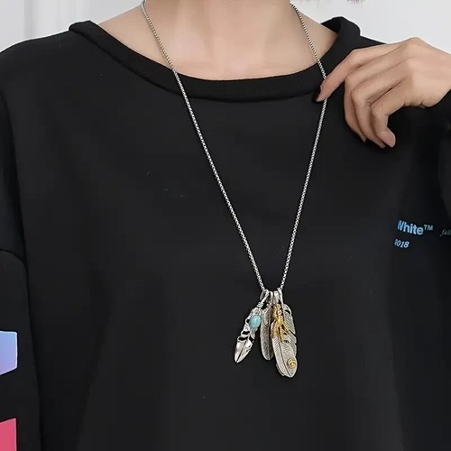 Collier pendentif plumes - pendentif,